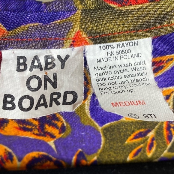 Vintage Oversized Collar Long Sleeve Red Floral Tunic Sz Med - Picture 5 of 7